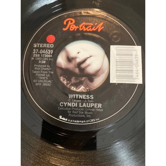 1983 Cyndi Lauper 7" 45 Vinyl Record Witnes/ All Through the Night With Picture - Picture 3 of 4